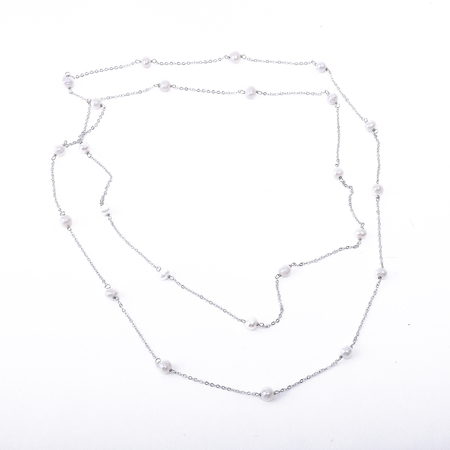 6mm Round Pearl Metal Necklace