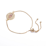 Adjustable Yellow-Gold-Plated Bracelet With Palm Print 
