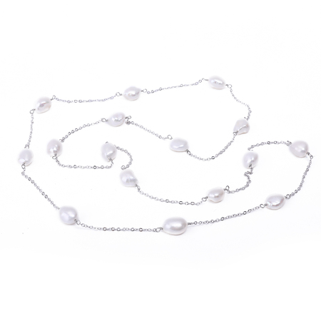 8x10 White Pearl Metal Necklace
